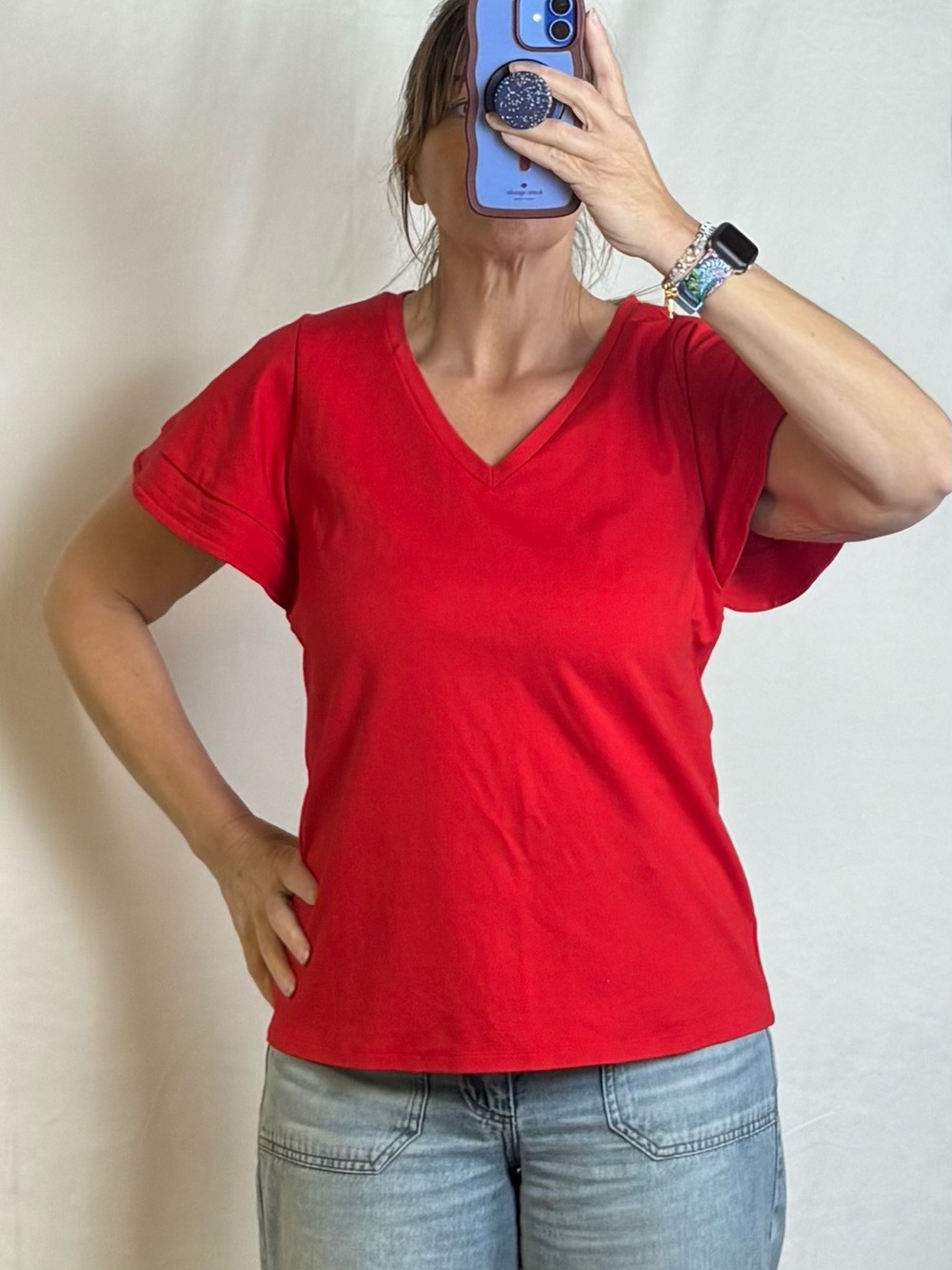 Halogen Red V-Neck Short Sleeve Tee